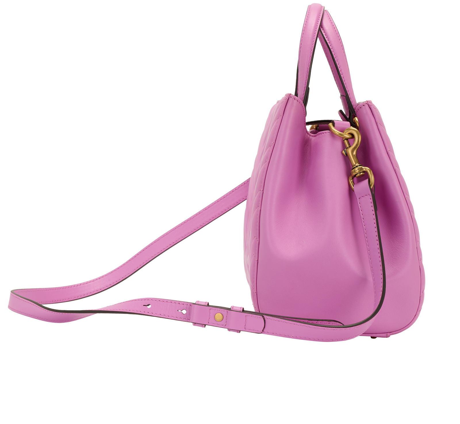 Small GG Marmont Chevron Tote, &pound;850, Handbags, Pink, Leather, Side view